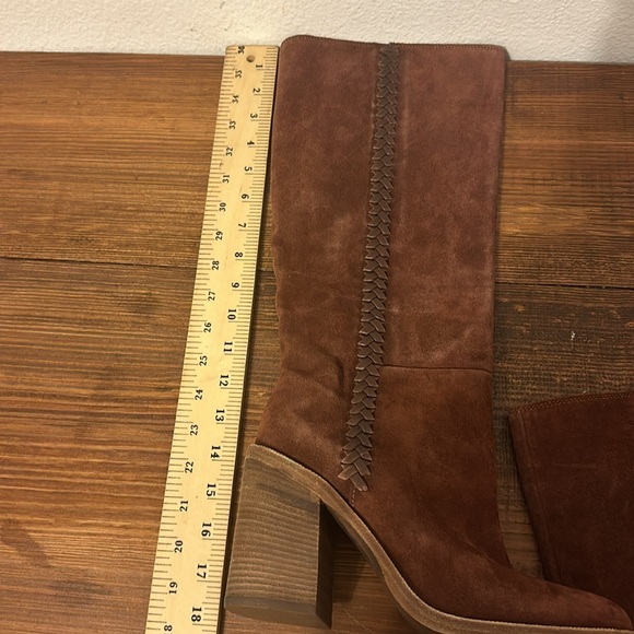 UGG Maeva Knee High Pull-On Whipstitching Leather Boot Mahogany Suede - Picture 7 of 8